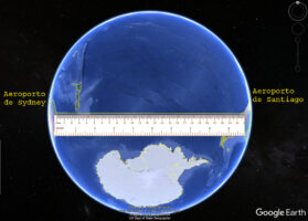 A distância entre Sydney, Santiago e Ushuaia