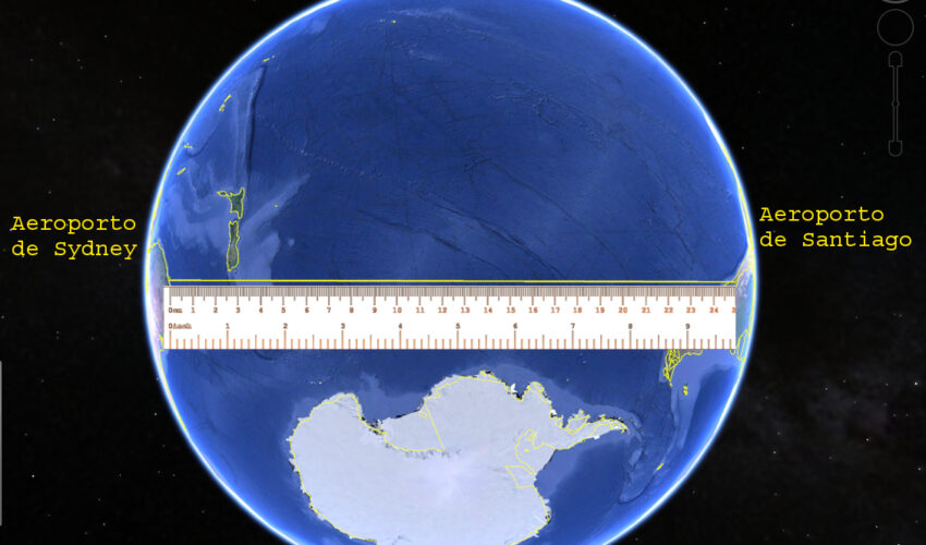 A distância entre Sydney, Santiago e Ushuaia